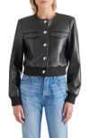 Bb Dakota By Steve Madden Faux Leather Crop Bomber Jacket In Black