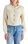 Bb Dakota By Steve Madden Faux Leather Crop Bomber Jacket In Bone