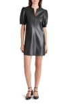Bb Dakota By Steve Madden Faux Leather Split Neck Shift Dress In Black