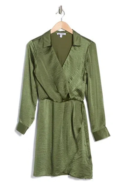 bb dakota green dress By Steve Madden Washed Satin Faux Wrap In Pine wedding-reception