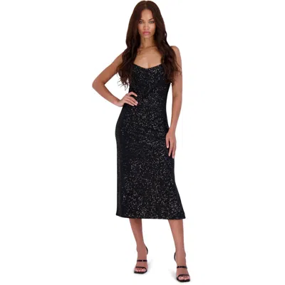 Bb Dakota By Steve Madden Womens Sequined Double Slit Slip Dress In Black