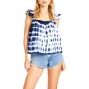 Bb Dakota By Steve Madden Womens Tie-dye Flutter Sleeve Top In Multi