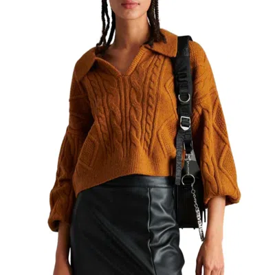Bb Dakota Cay Cable Knit Sweater In Tan In Multi