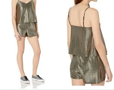 Bb Dakota Foil Romper In Gold In Beige