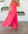 Bb Dakota Formation Cross Back Maxi Dress In Hot Pink In Pink