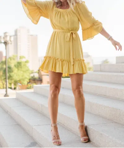 BB DAKOTA GAUZE & EFFECT DRESS IN LEMON DROP