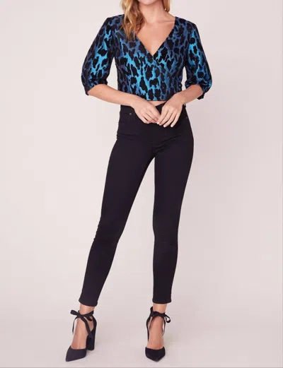Bb Dakota Leopard Metallic Top In Blue