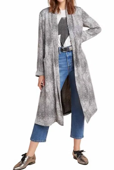 Bb Dakota Lightweight Snakeskin Print Duster Cardigan In Black/gray