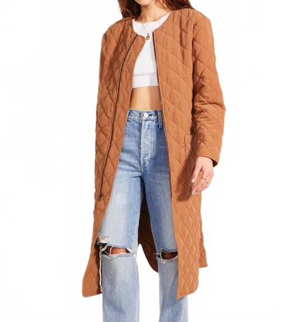 Bb Dakota Long Quilted Coat In Camel In Brown