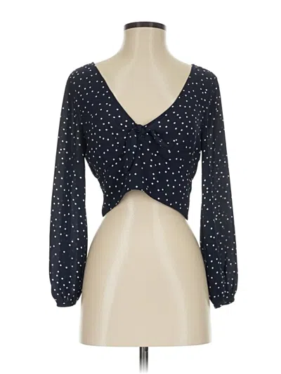 Pre-owned Bb Dakota Long Sleeve Top Blue Polka Dots Pattern Sweetheart Neckline Tops