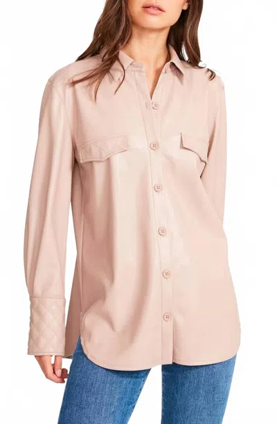 Bb Dakota Ready Faux Leather Top In Taupe In Pink
