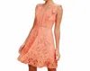 Bb Dakota Rease Lace Ruffle Detail Fit And Flare Short Dress In Orange In Orange