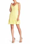 Bb Dakota Rsvp Gisel Lace V Neck Spaghetti Straps Mini Dress In Yellow In Yellow