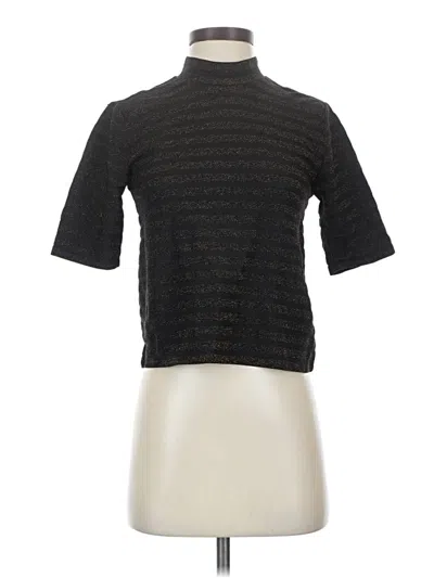 Pre-owned Bb Dakota Short Sleeve Top Black Mock Neckline Tops