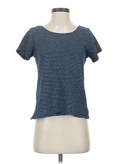 Pre-owned Bb Dakota Short Sleeve Top Blue Stripes Pattern Scoop Neck Tops