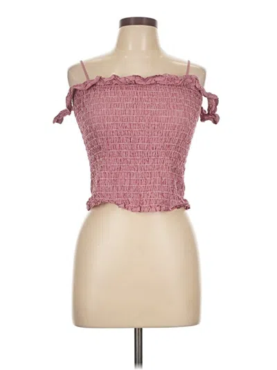 Pre-owned Bb Dakota Sleeveless Top Pink Ruffles Neckline Tops