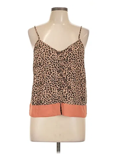 Pre-owned Bb Dakota Sleeveless Top Tan Animal Print Pattern Sweetheart Neckline Tops In Brown