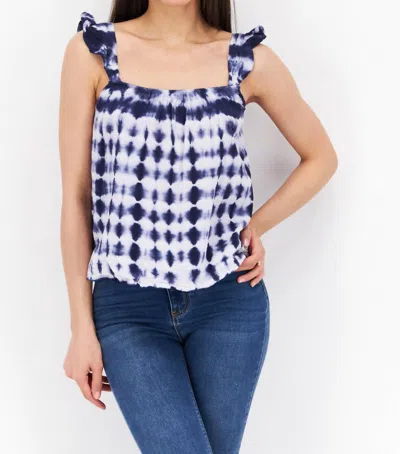 Bb Dakota Square Neck Sleeveless Tie-dye Top In Blue