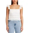 Bb Dakota Sweet & Go Flutter Crop Top Women's Ivory Square Neck Jdm748 In White