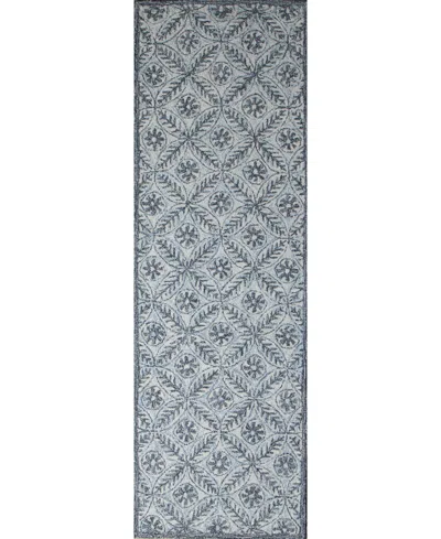 Bb Rugs Taron 2'6"x8' Runner Area Rug In Ivoryblue