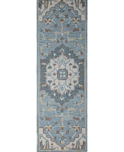 Bb Rugs Taron 2'6"x8' Runner Area Rug In Light Blue
