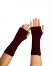 B.b. Sheep Cashmere Fingerless Gloves In Maroon