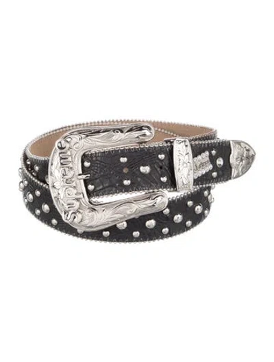 Pre-owned B.b. Simon X Supreme Leather Crystal Embellishments Waist Belt In Black
