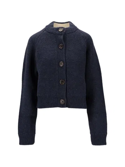 B.b. Walace Button-fastening Raglan-sleeve Cardigan In Blau