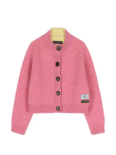 B.b. Walace Crew-neck Button-up Cardigan In Pink