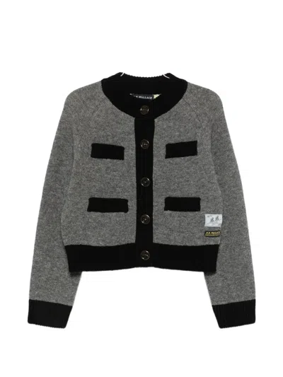 B.b. Walace Frida Contrast-trim Button-up Cardigan In Gray