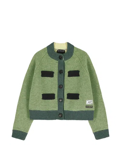 B.b. Walace Frida Contrast-trim Double-layer Cardigan In Green