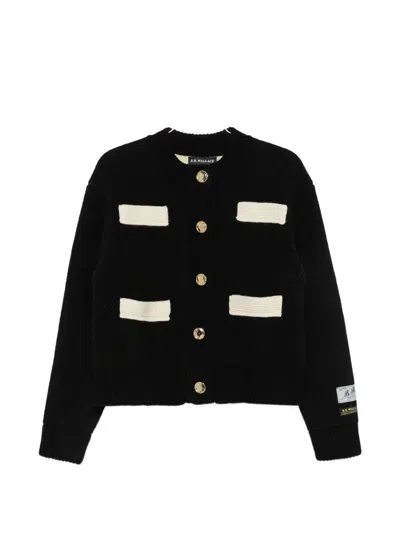 B.b. Walace Goldin Button-up Cardigan In Black