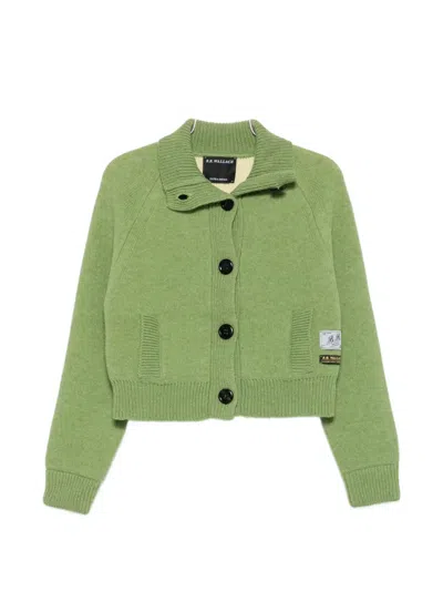B.b. Walace Hesse Button-up Raglan-sleeve Cardigan In Green