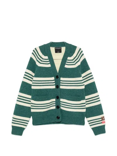 B.b. Walace Horizontal-stripe Button-up Cardigan In 그린