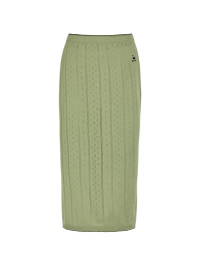 B.b. Walace Pointelle-knit Midi Skirt In Green