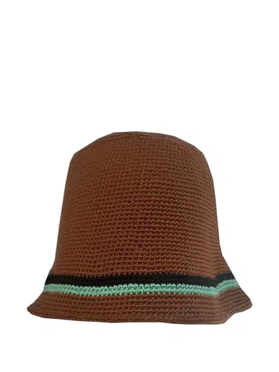 B.b. Walace Schnabel Knitted Cloche Bucket Hat In Brown