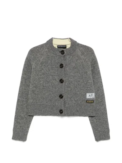 B.b. Walace Sherman Button-up Cropped Cardigan In Grau