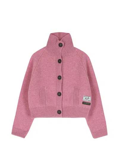B.b. Walace Turtleneck Double-layer Cardigan In Pink