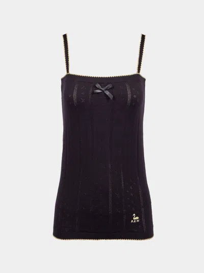 B.b. Wallace B. B. Wallace Chicago Cotton Pointelle Camisole Top Size: L In Black