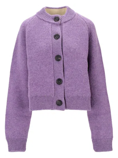 B.b. Wallace Bb Wallace Crew Neck Cardigan In Purple