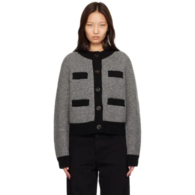 B.b. Wallace Gray & Black Frida Cardigan In Flannel Grey / Black