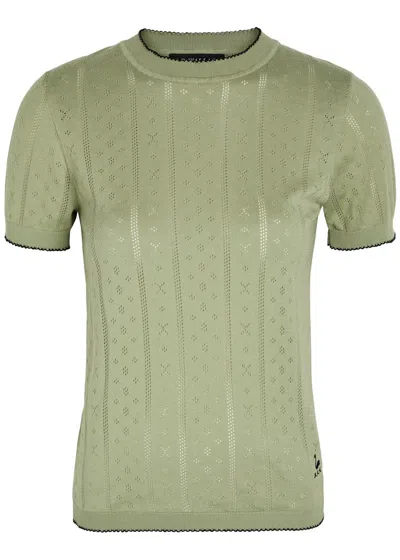 B.b. Wallace Indiana Pointelle-knit Cotton T-shirt In Green