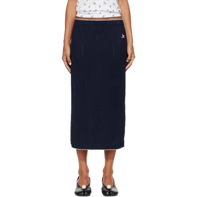 B.b. Wallace Navy Serra Midi Skirt In Navy / White (trim)