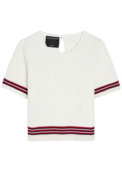 B.b. Wallace Turrel Striped-trim Cotton-knit T-shirt In White