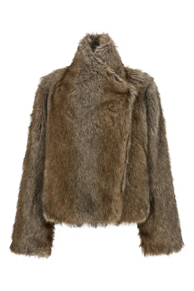 Bbcouture 'brigitte First' Eco-fur Coat In Brown