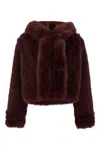 Bbcouture Cropped Eco Fur In Burgundy
