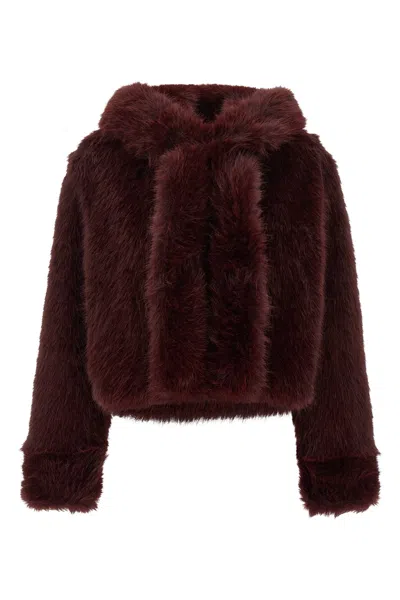 Bbcouture Cropped Eco Fur In Burgundy