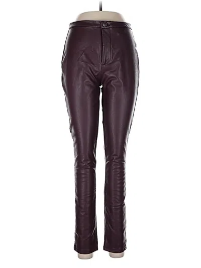 Pre-owned Bbj Los Angeles Faux Leather Pants In Burgundy