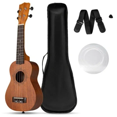 Bbtee 21" Solid Mahogany Ukulele With 15:1 Professional Tuners, Complete Starter Kit For Beginners In Brown