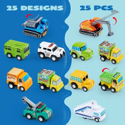 Bbtee 25 Pieces Pull Back Cars And Trucks Toy Vehicles Set For Toddlers Boys Kids Play Set